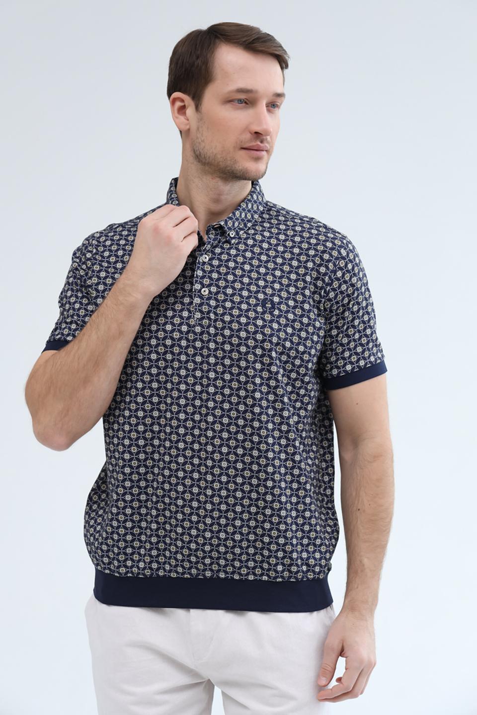 Поло Claudio Campione с принтом синий