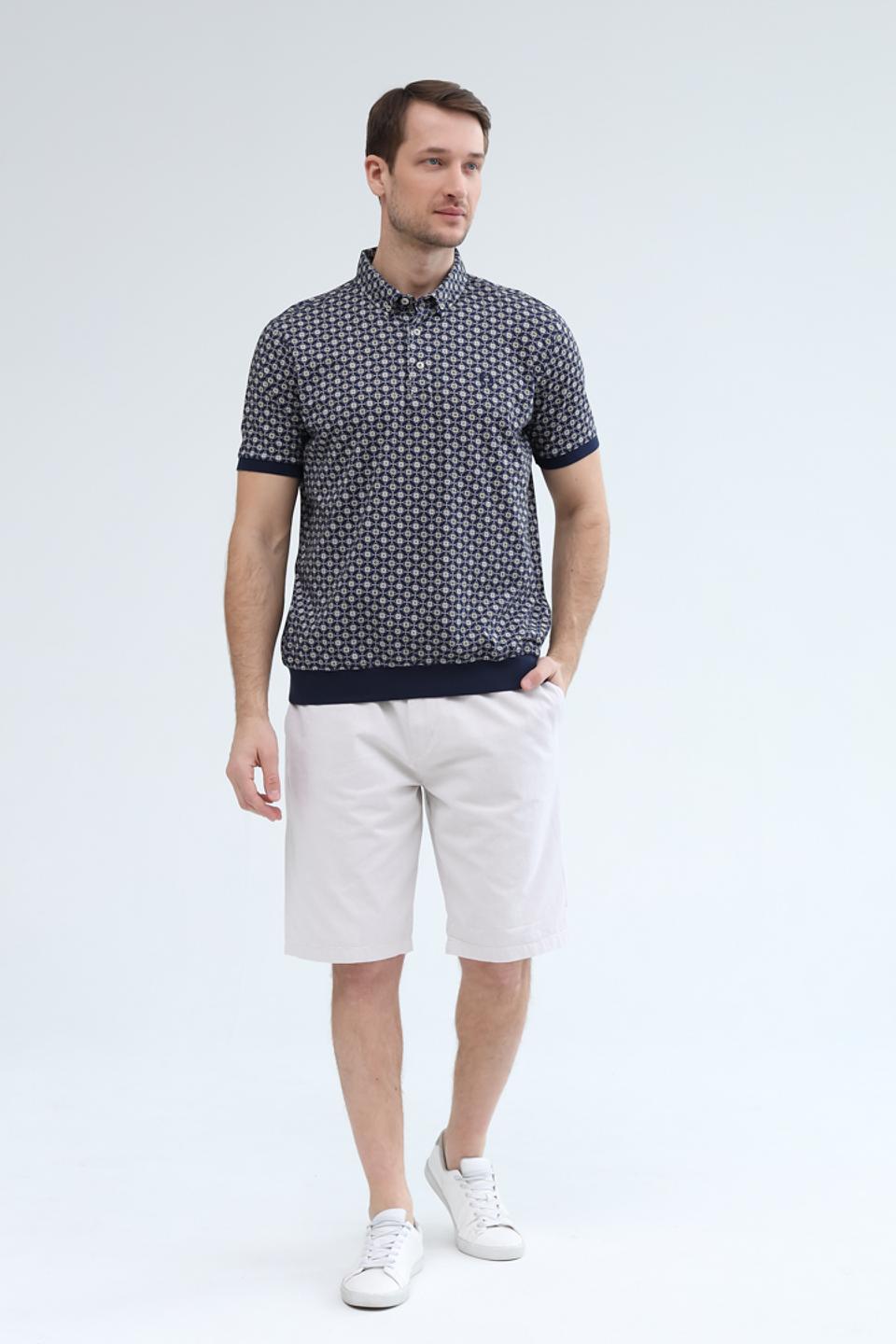 Поло Claudio Campione с принтом синий