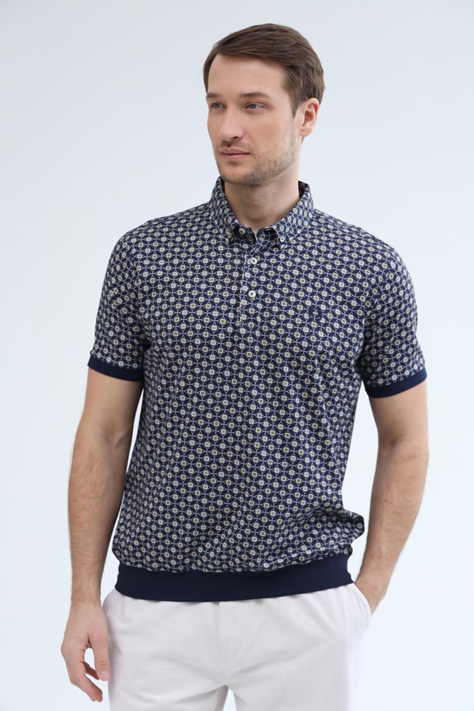 Поло Claudio Campione с принтом синий