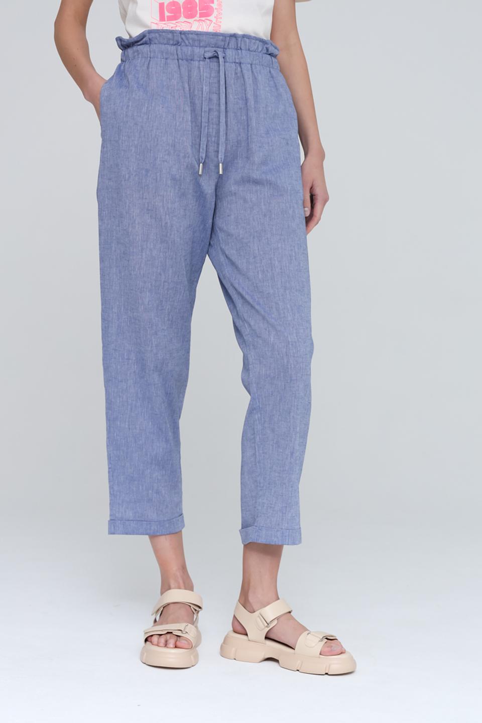 Брюки UNQ льняные голубые