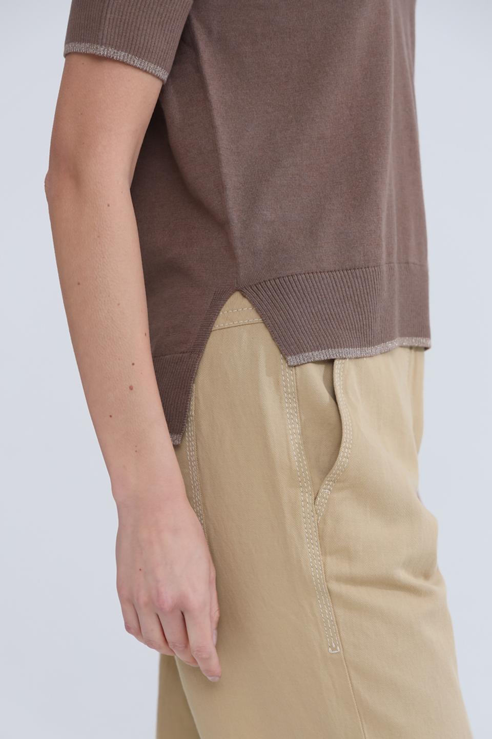 Поло Pezzo коричневое с отделкой