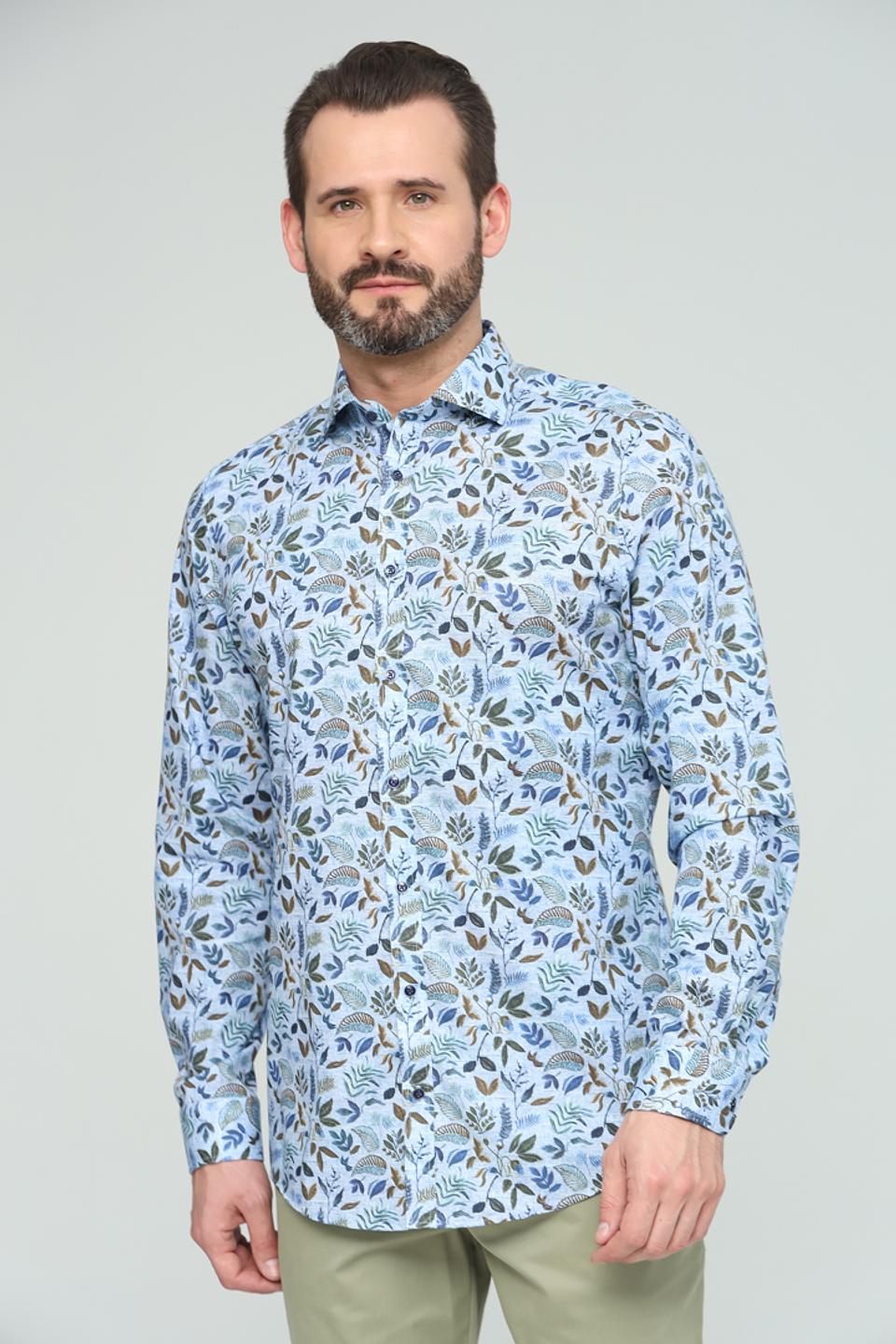 Рубашка Venti с принтом голубой