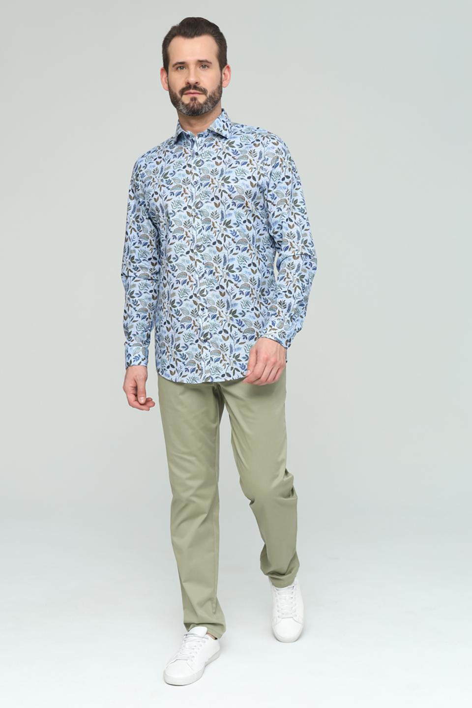 Рубашка Venti с принтом голубой