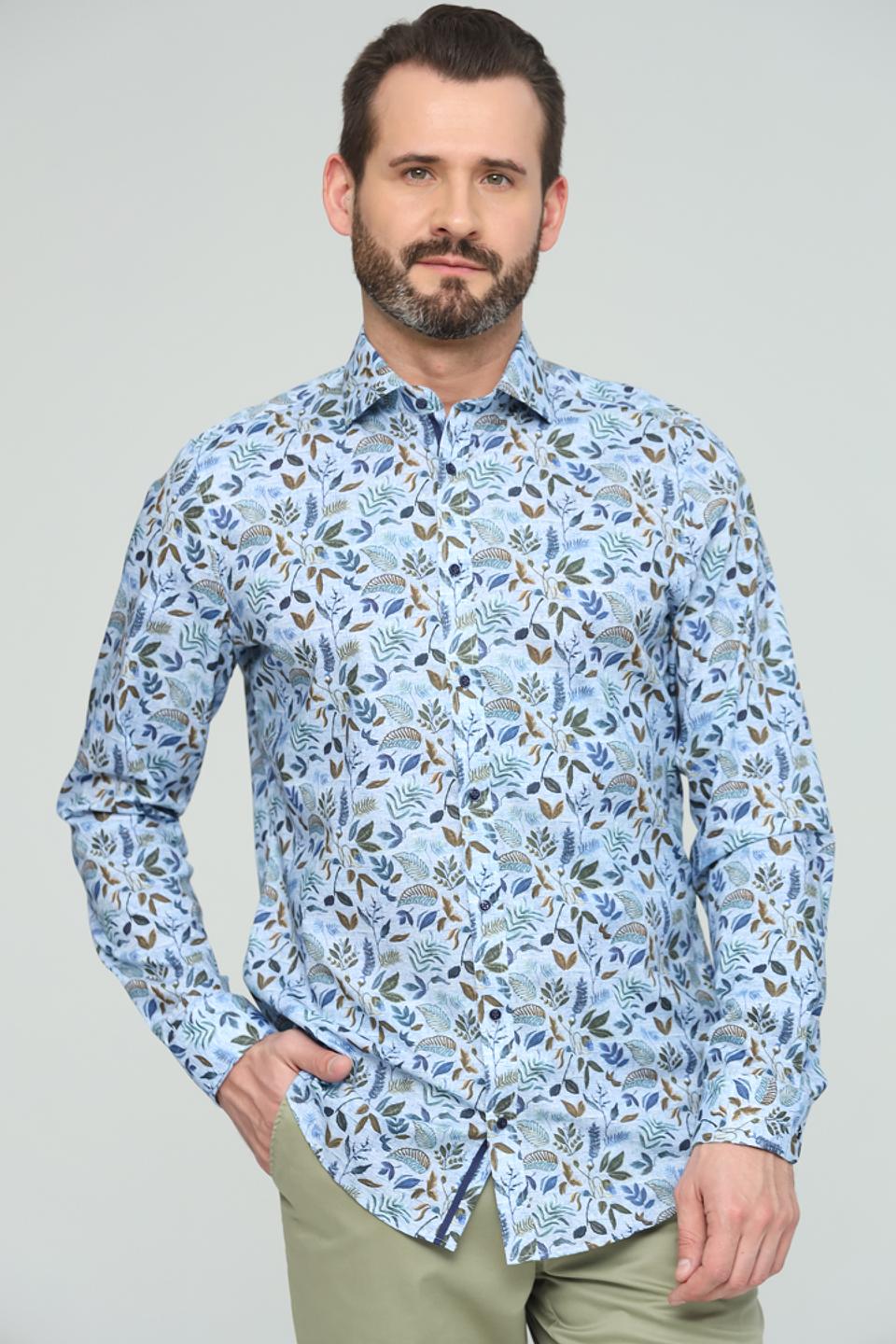 Рубашка Venti с принтом голубой