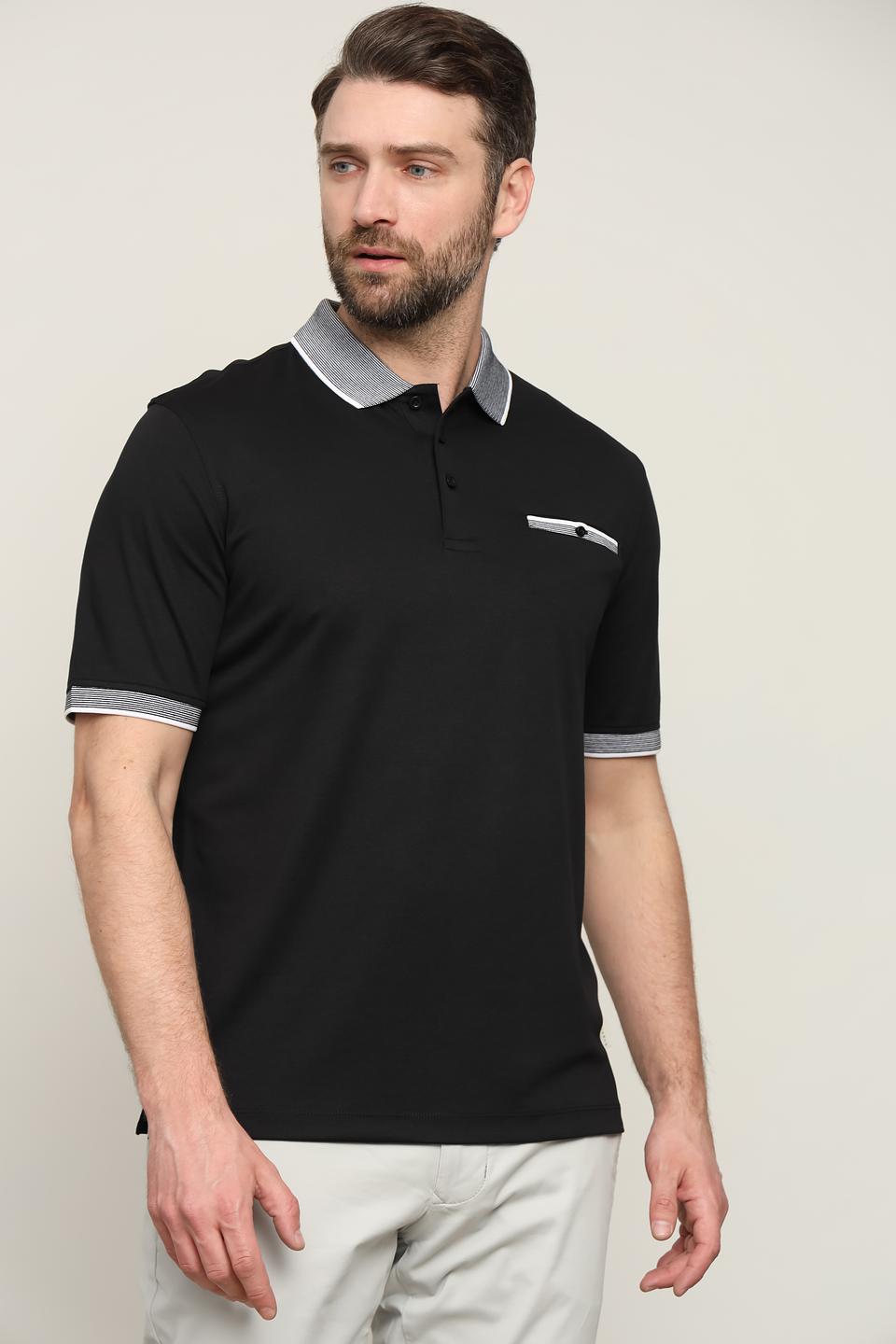 Поло Bugatti чёрный с отделкой