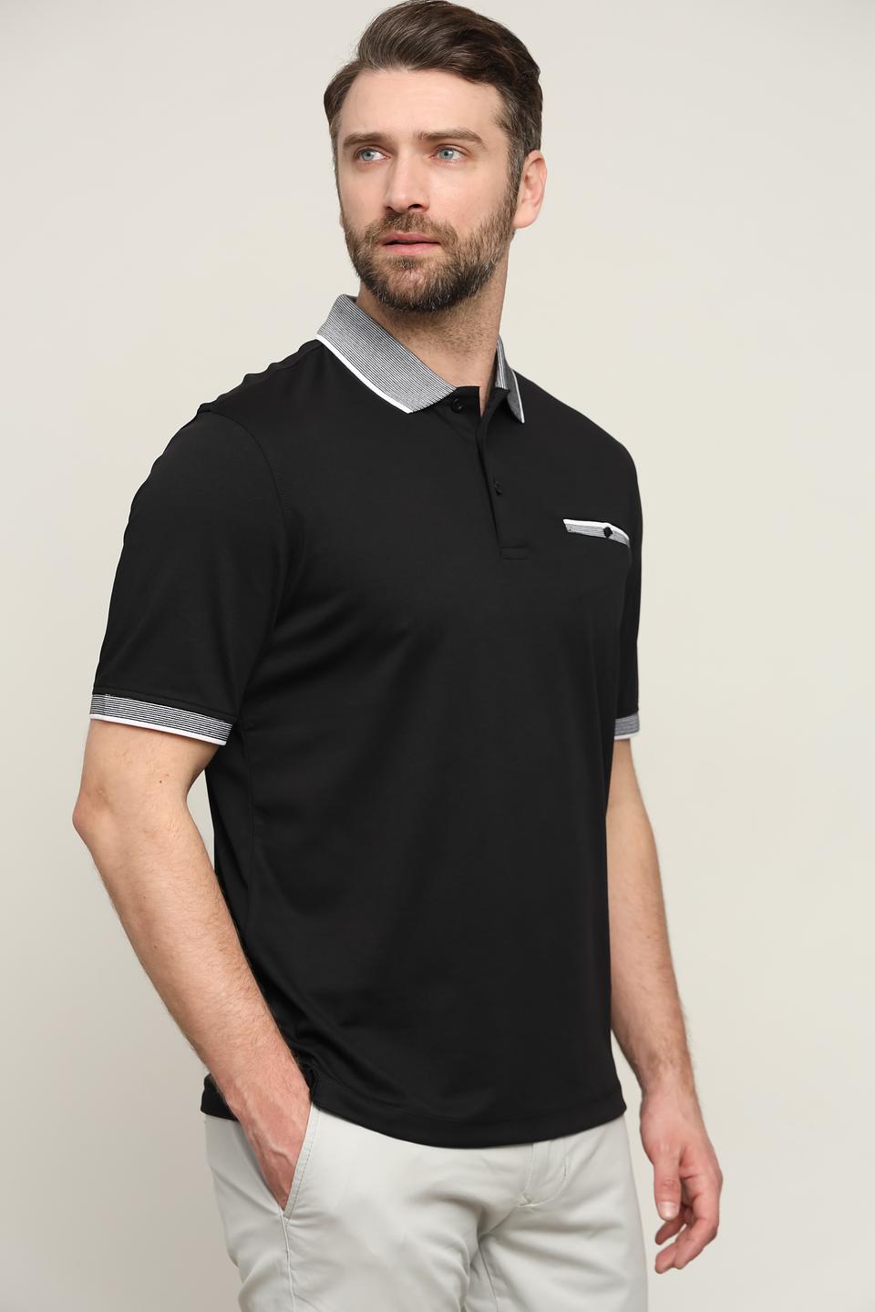 Поло Bugatti чёрный с отделкой