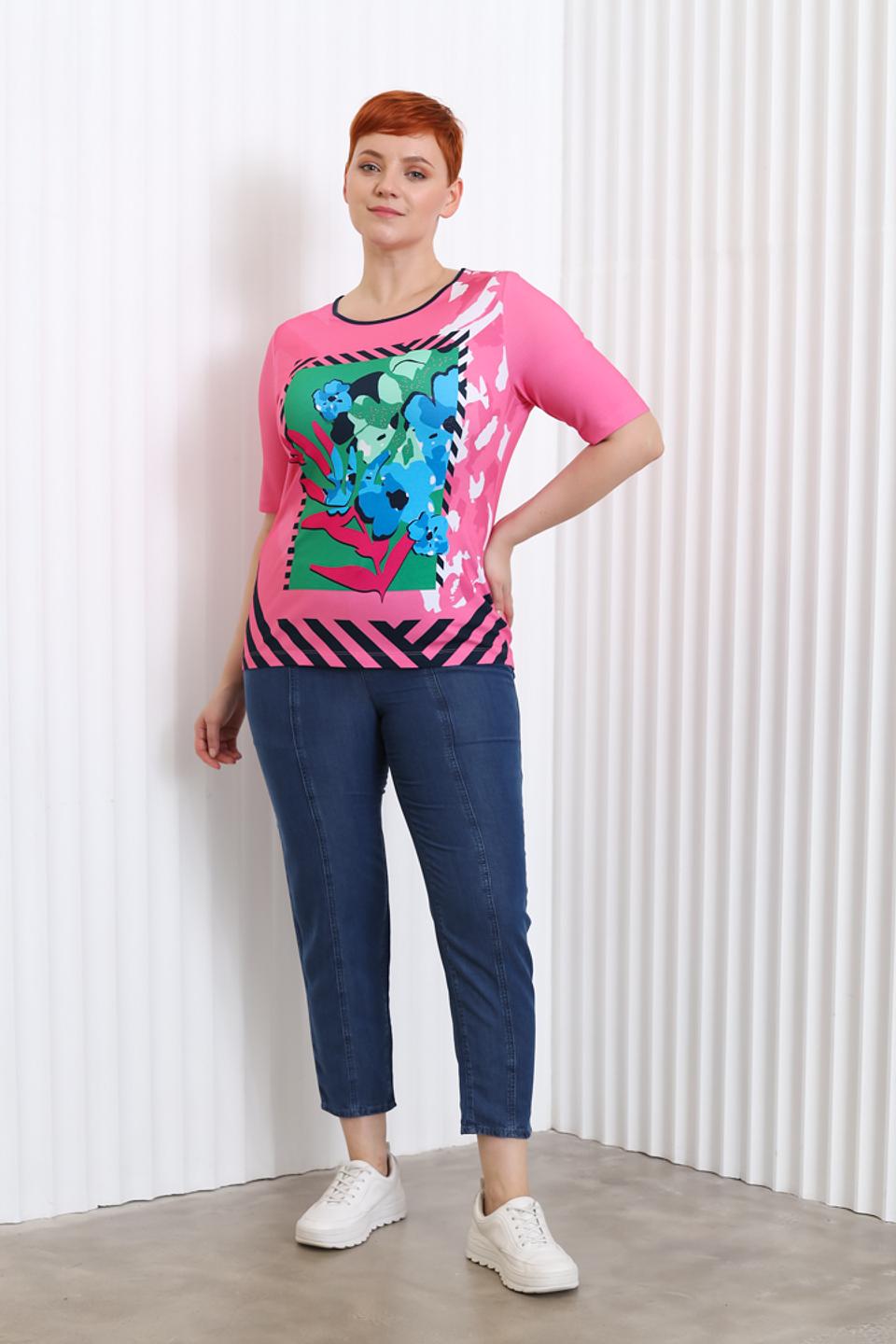 Футболка Rabe collection с принтом розовый