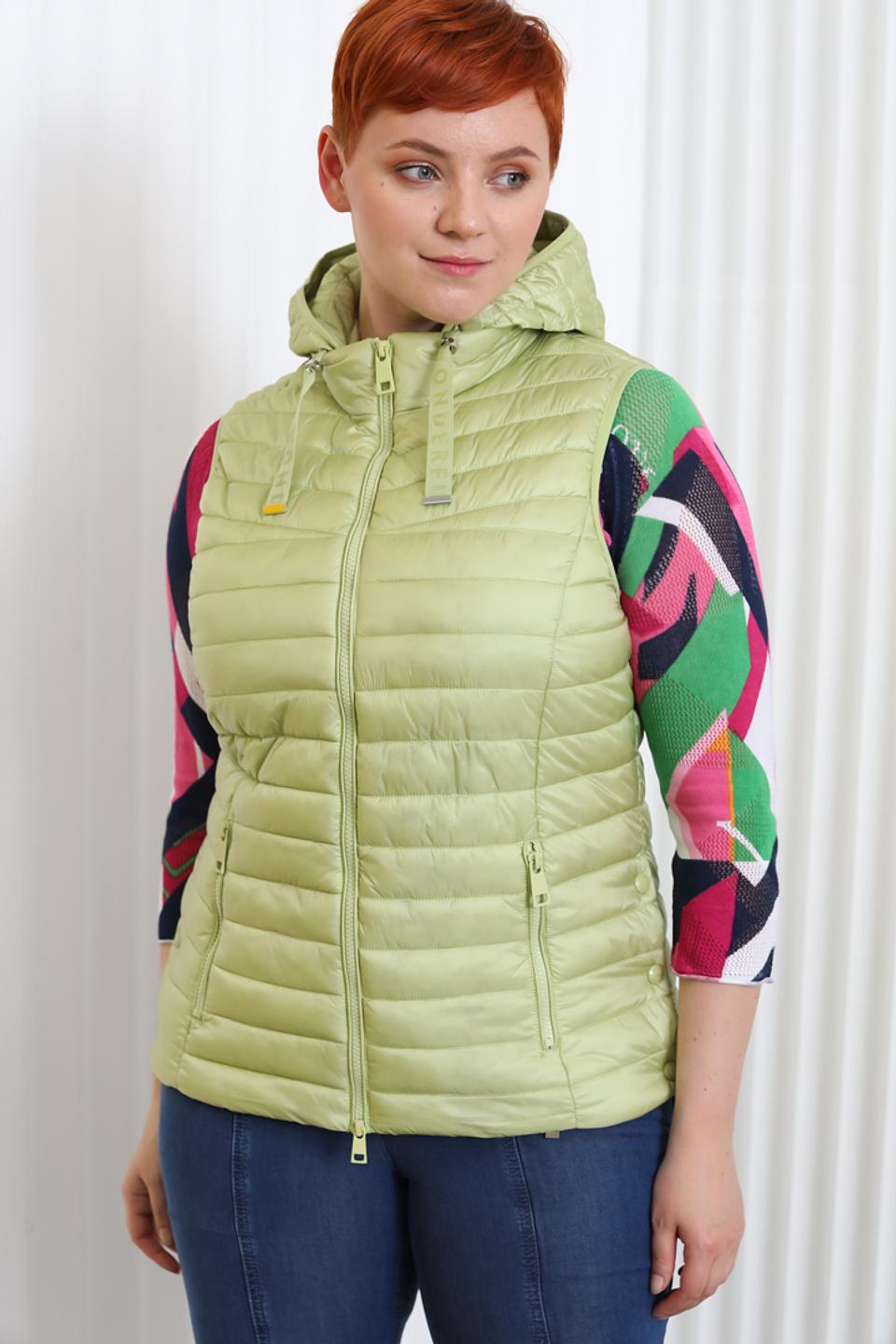 Жилет Lebek стеганый с капюшоном лайм