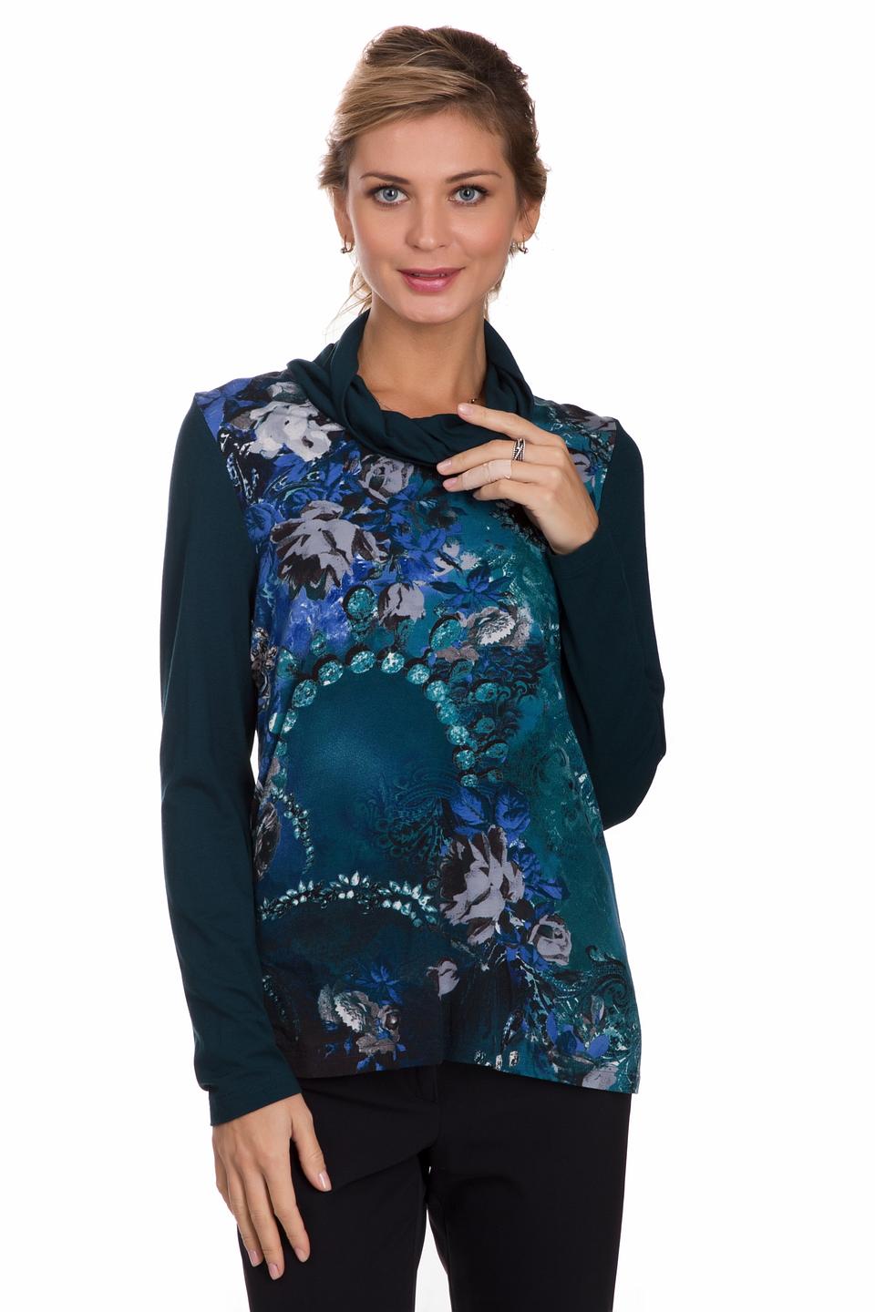 Блуза Lebek с цветочным принтом, бирюзовая