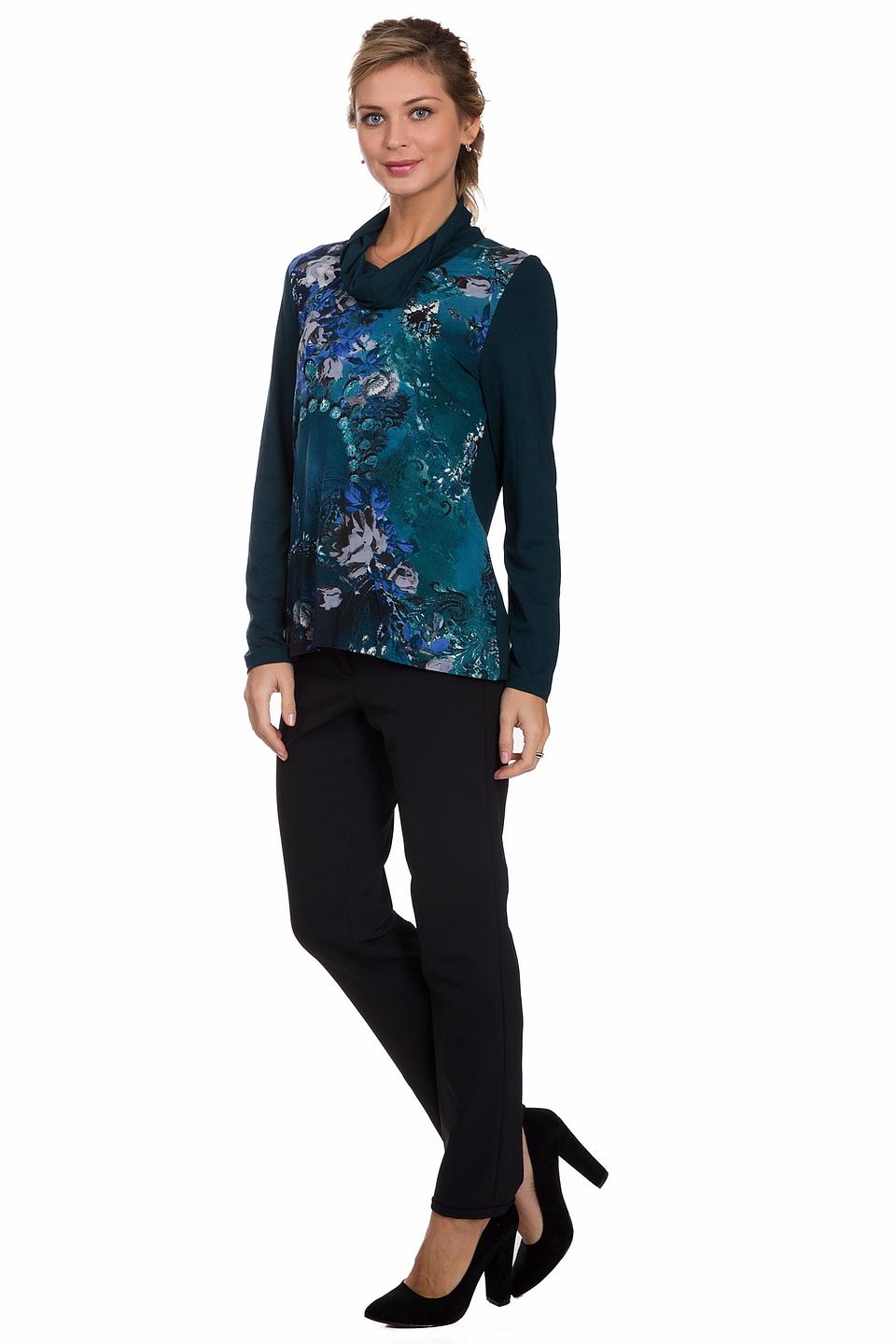 Блуза Lebek с цветочным принтом, бирюзовая