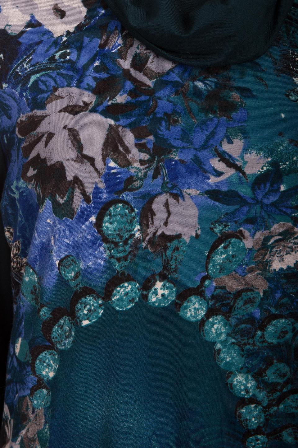 Блуза Lebek с цветочным принтом, бирюзовая