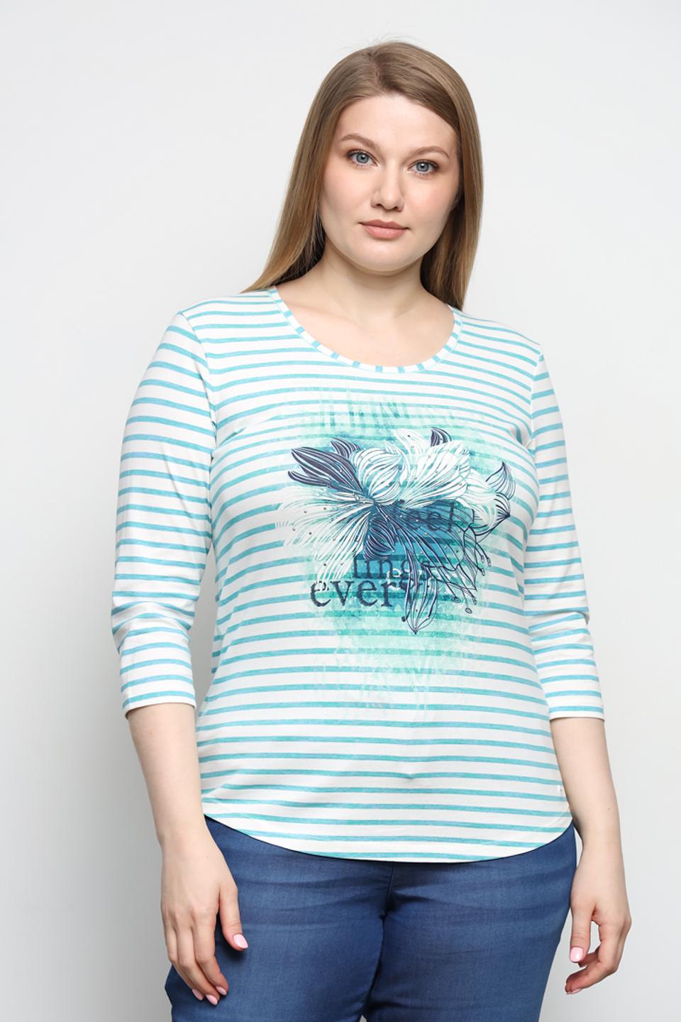 Лонгслив Olsen в полоску с цветочным принтом