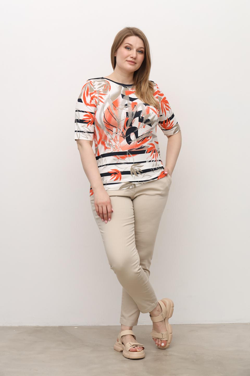 Блуза Lebek с принтом и полоской