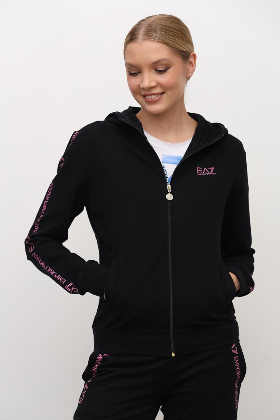 Толстовка EA7 женская чёрная с логотипом