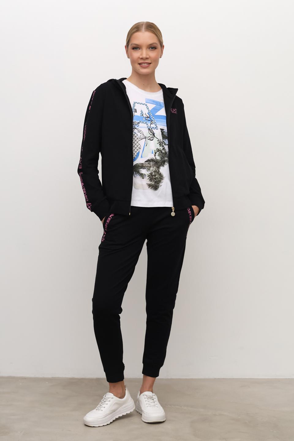 Толстовка EA7 женская чёрная с логотипом