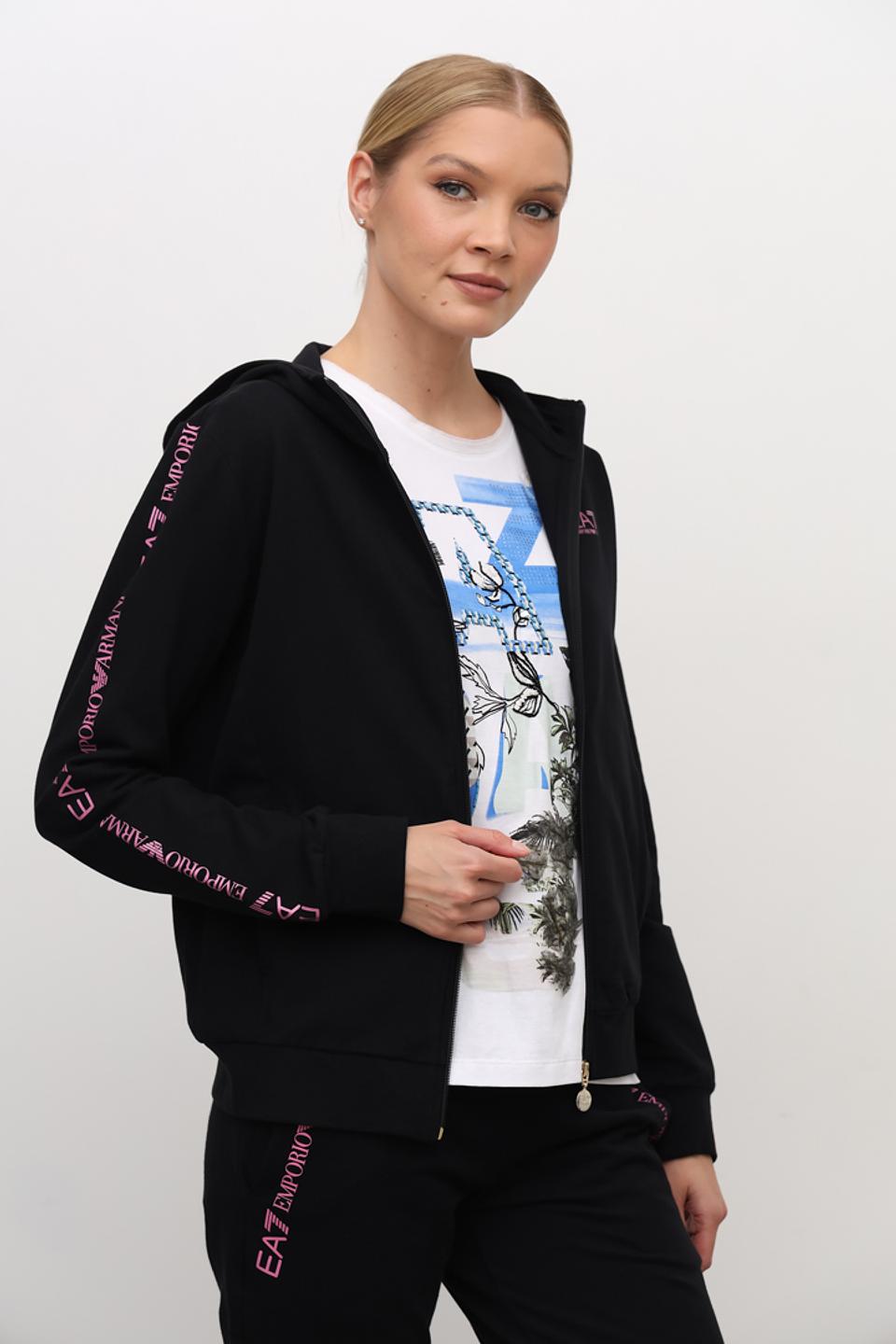Толстовка EA7 женская чёрная с логотипом