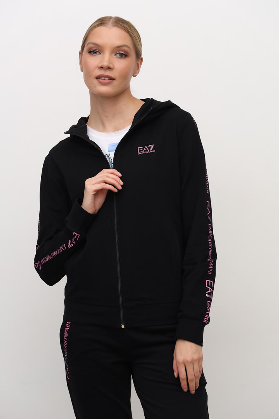 Толстовка EA7 женская чёрная с логотипом