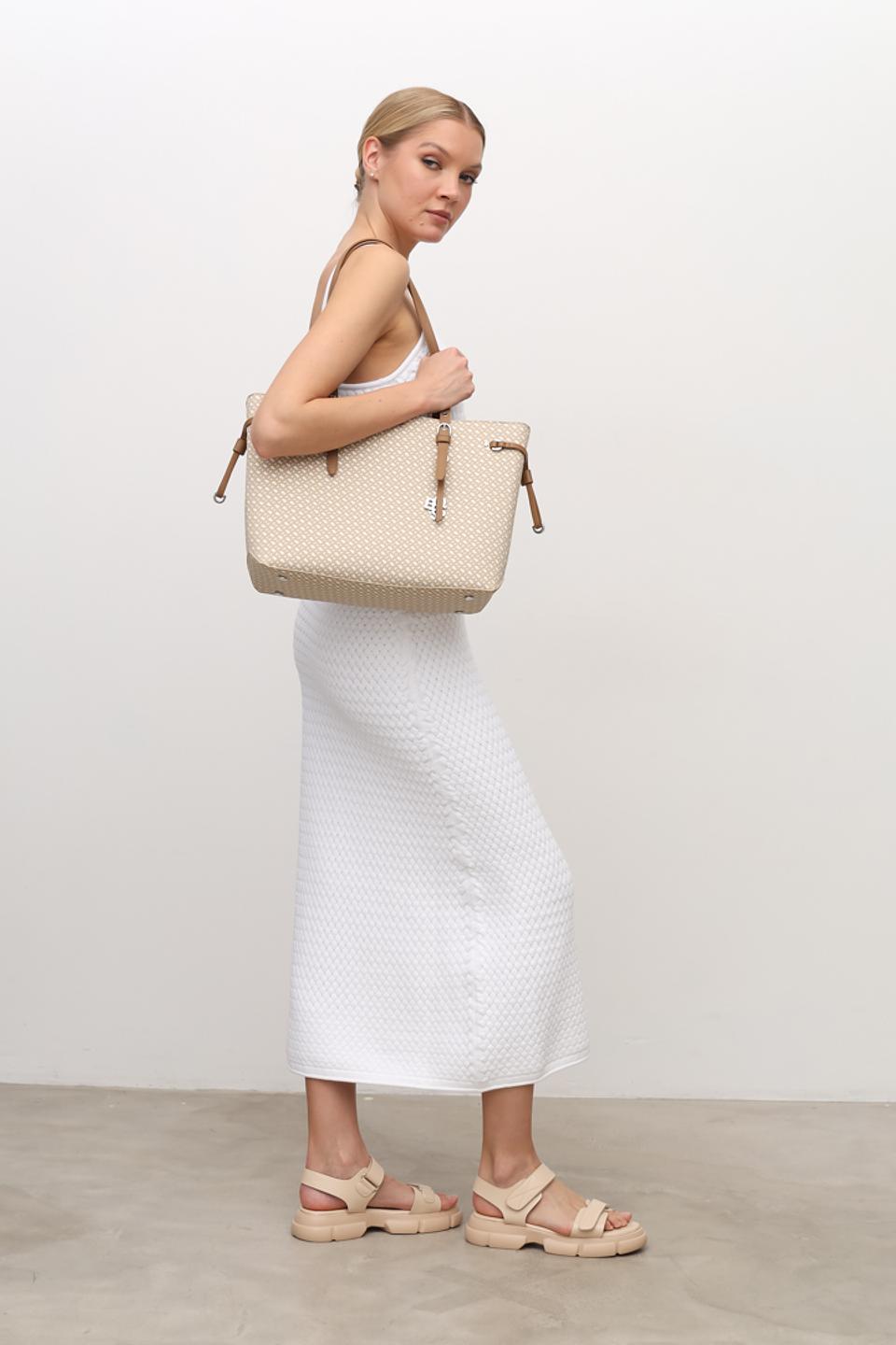 Сумка Boss Black с узором бежевый