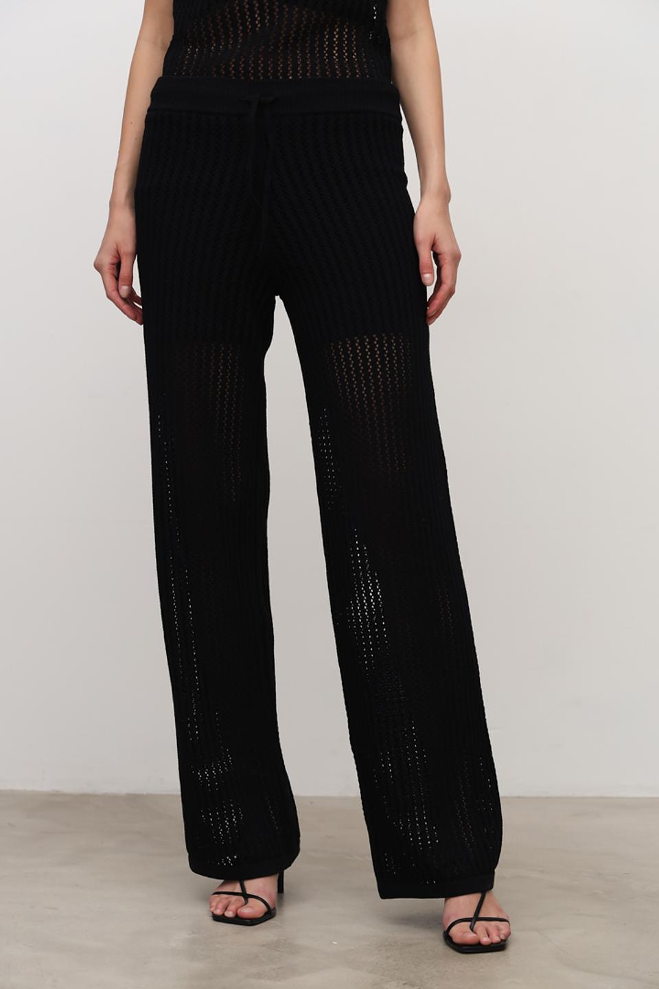 Брюки Hugo женские чёрные вязаные