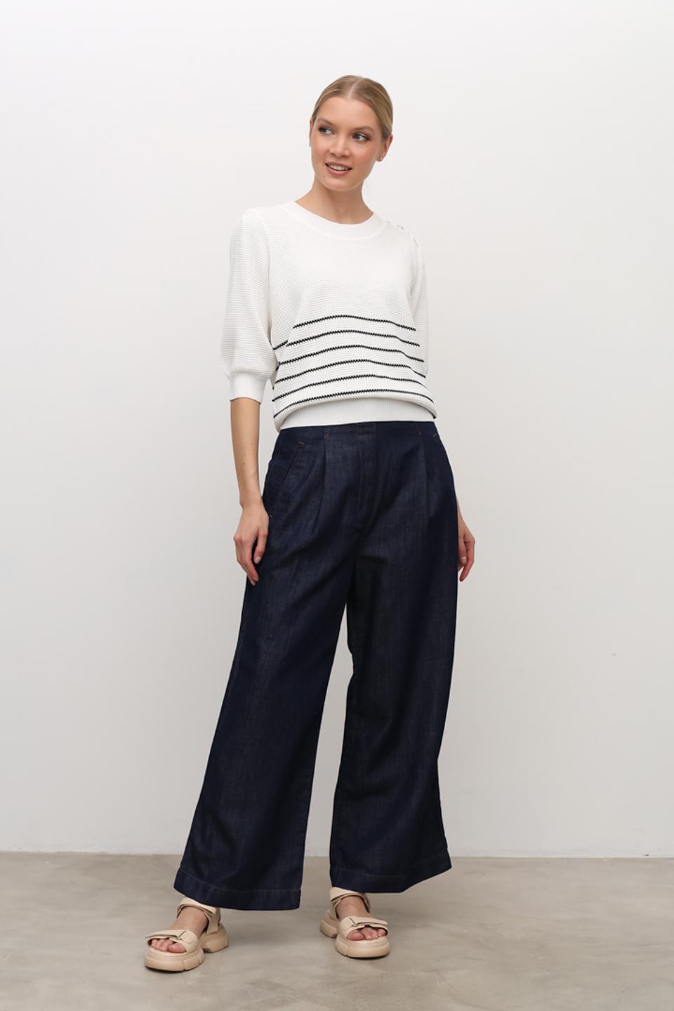 Пуловер Apart с полосками белый