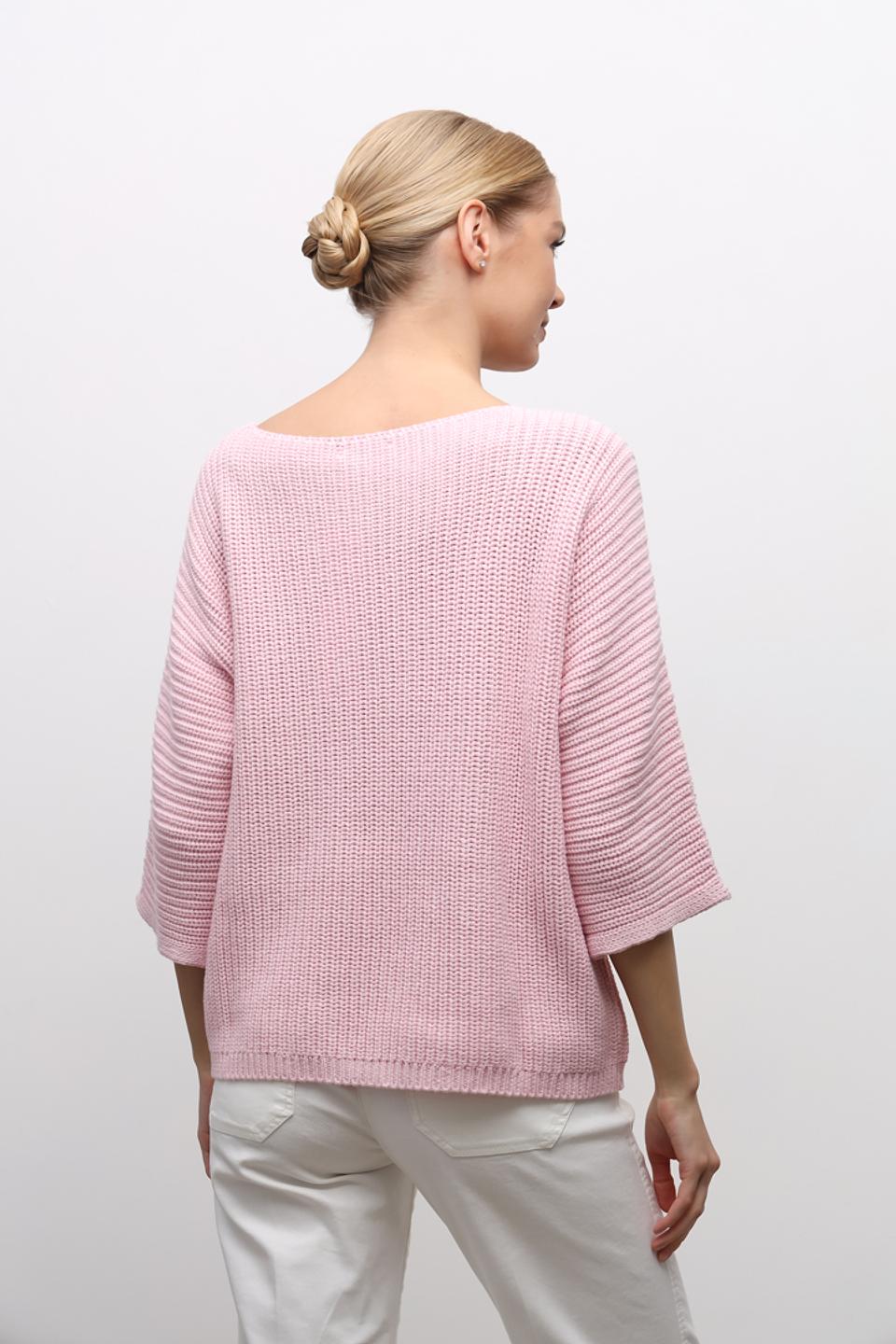 Пуловер SE Stenau розовый с V-образным вырезом