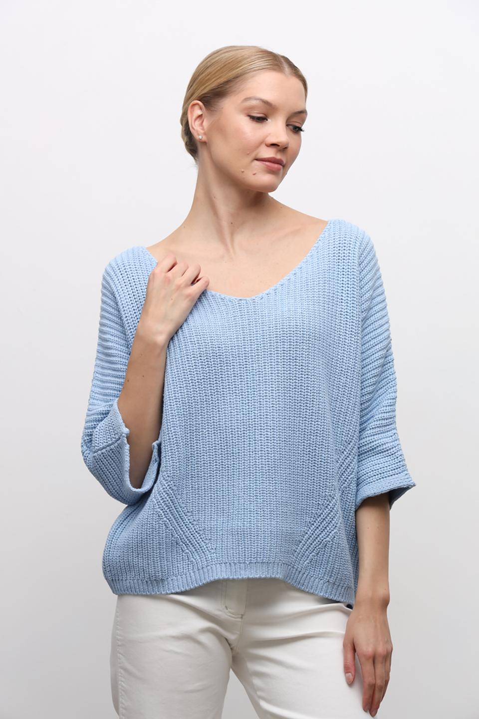 Пуловер SE Stenau голубой с рукавом 3/4