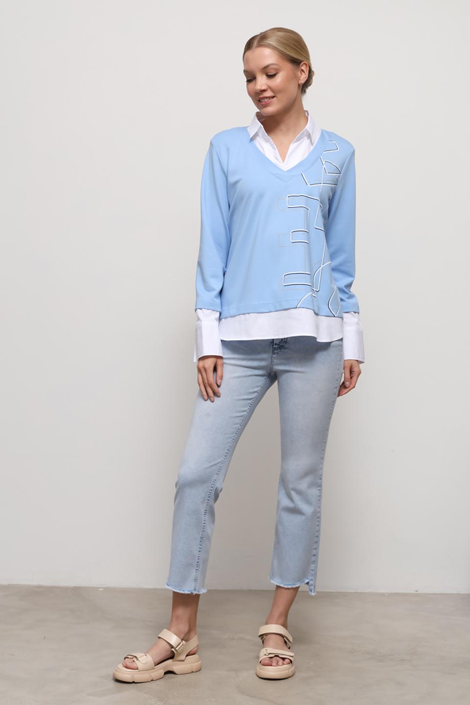 Пуловер SE Stenau голубой с декором