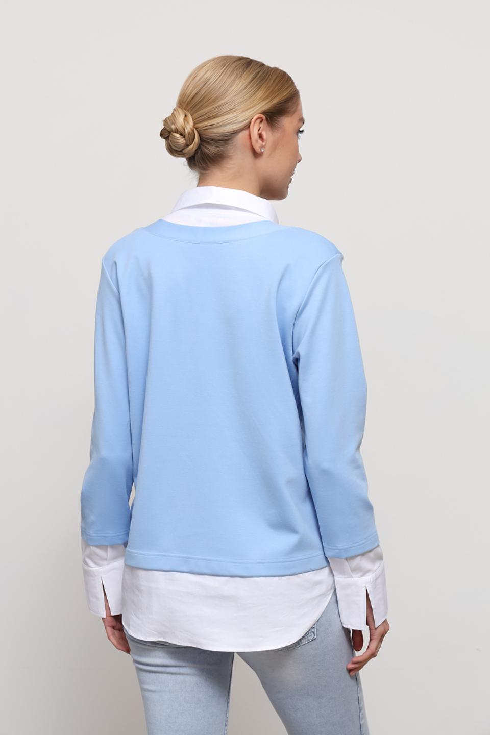 Пуловер SE Stenau голубой с декором