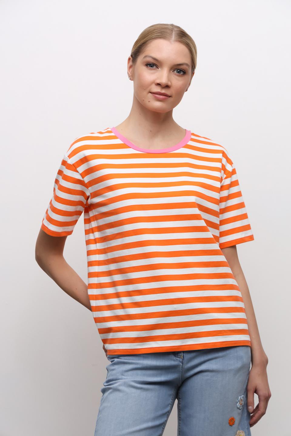 Футболка You Just White в полоску оранжевая