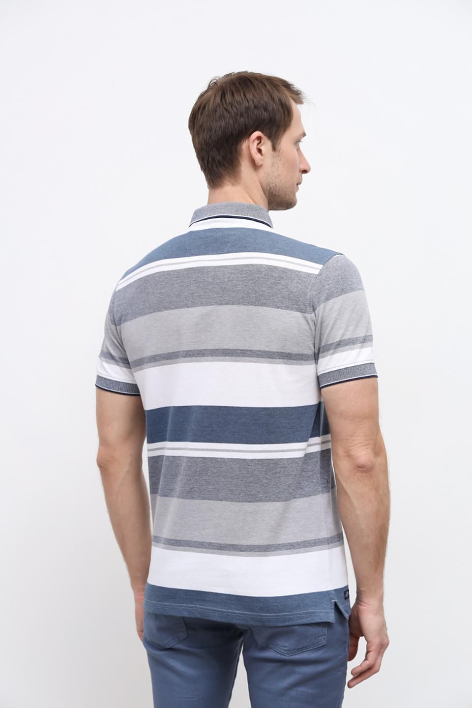 Поло Granchio в полоску серый
