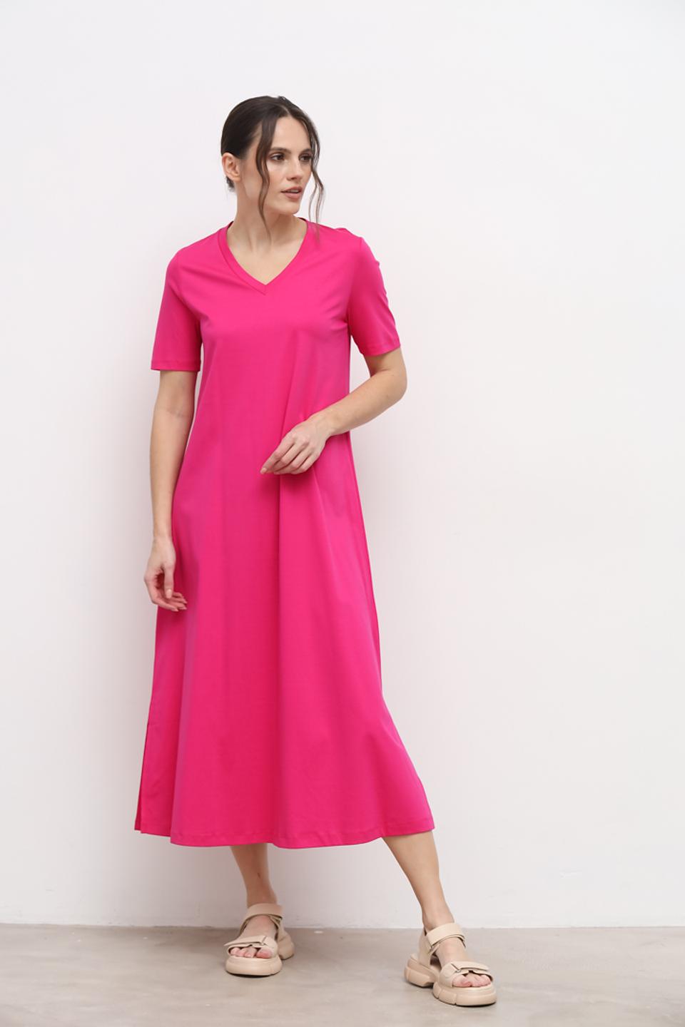 Платье Catnoir фуксия с V-образным вырезом