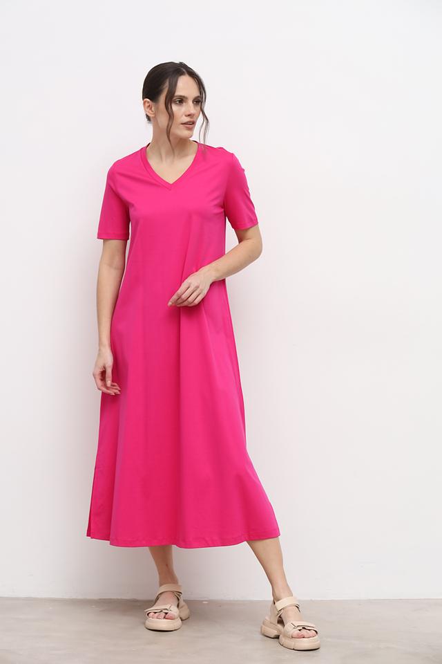 Платье Catnoir фуксия с V-образным вырезом