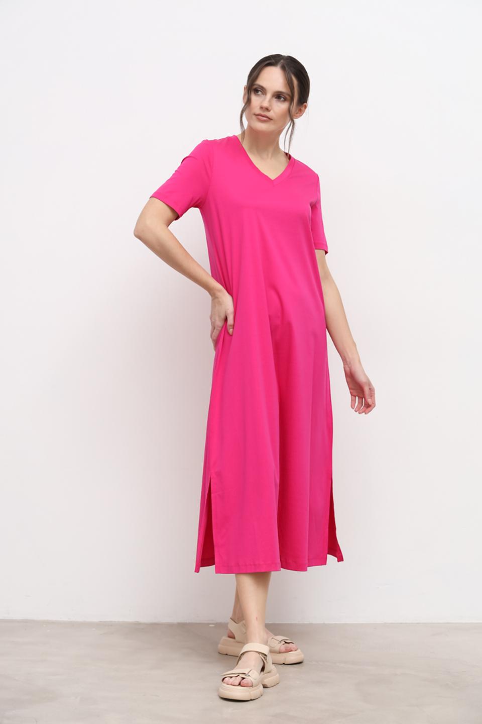 Платье Catnoir фуксия с V-образным вырезом