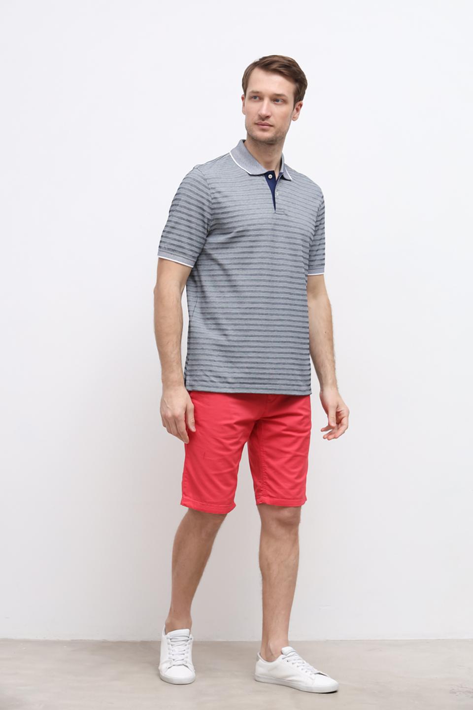 Поло Bugatti в полоску серое