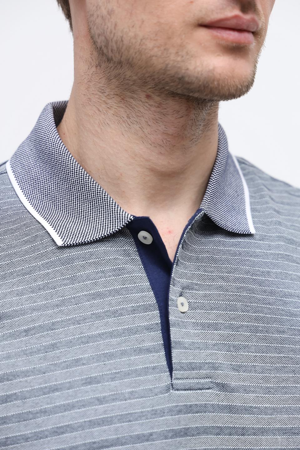 Поло Bugatti в полоску серое