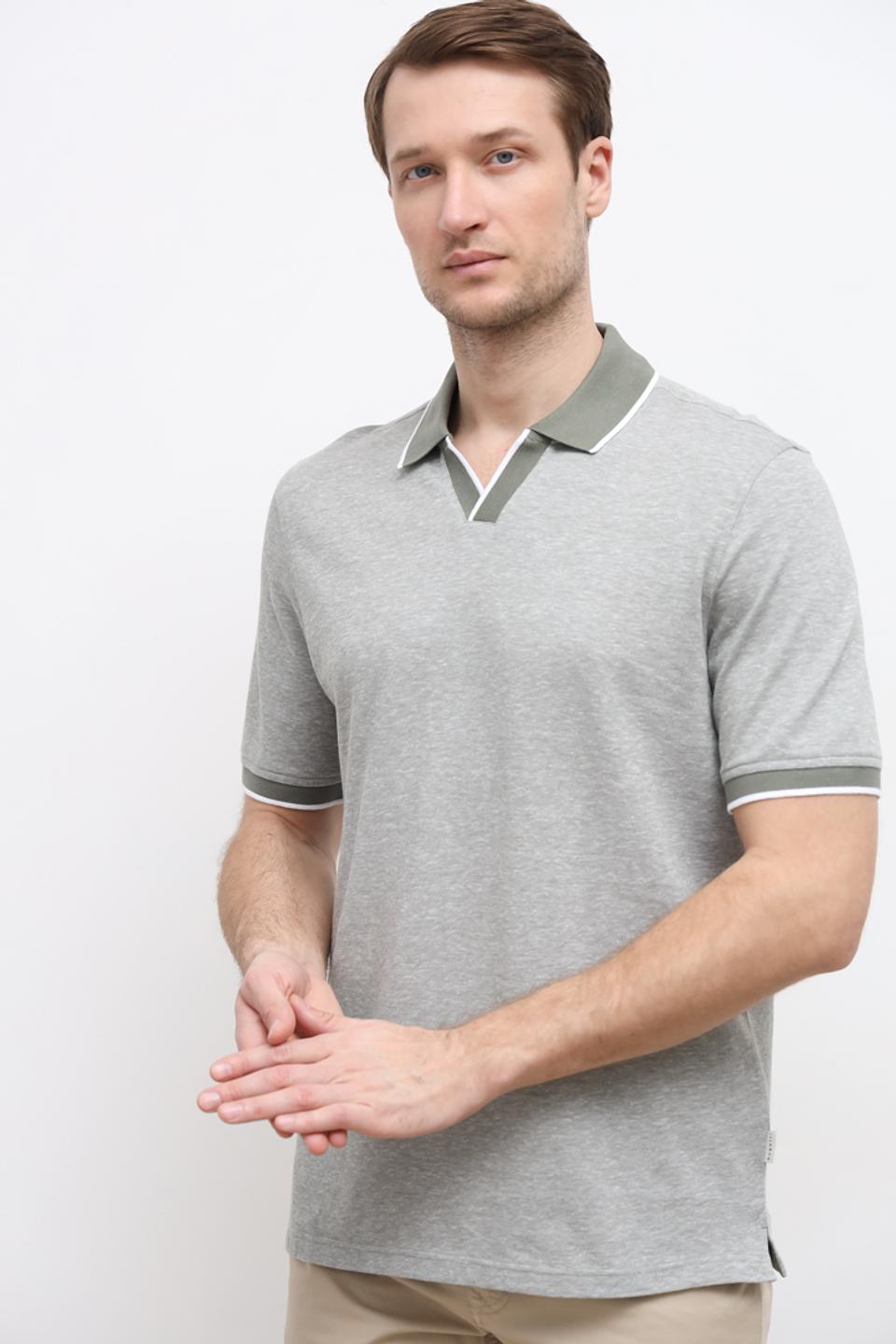 Поло Bugatti серое с отделкой