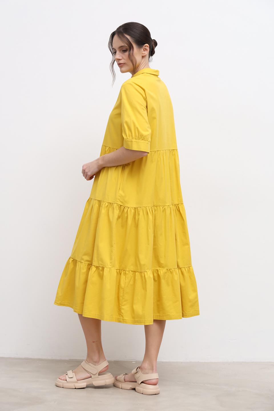 Платье Lisa Campione жёлтое с воланами