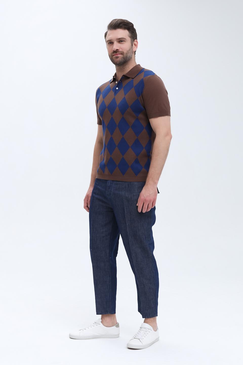 Поло Gaudi в ромб коричневый