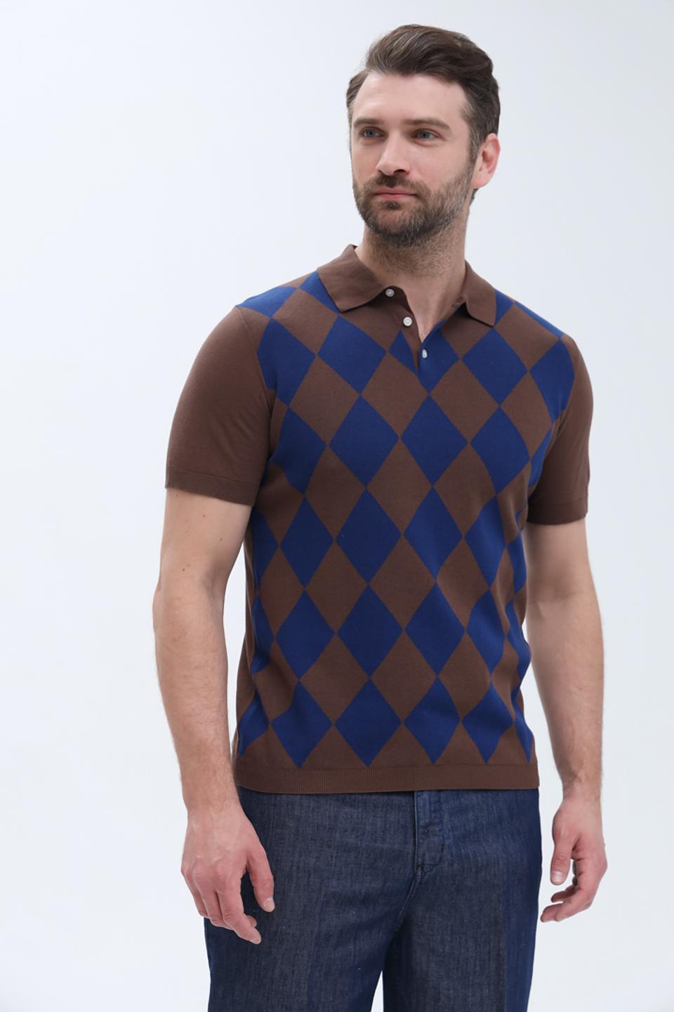 Поло Gaudi в ромб коричневый