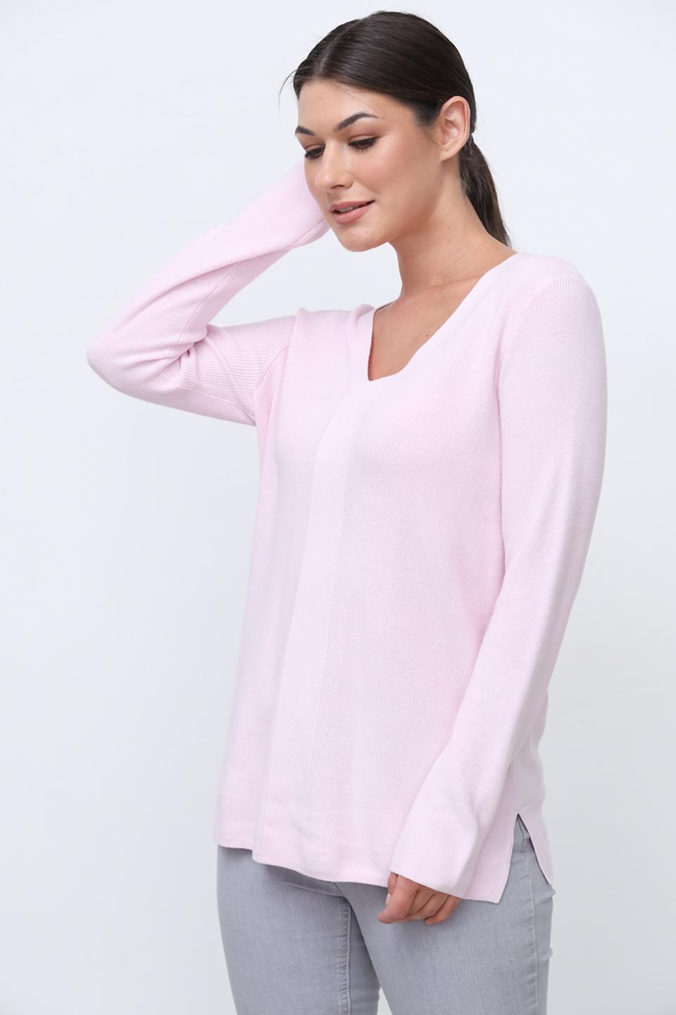 Пуловер Olsen V-образный розовый