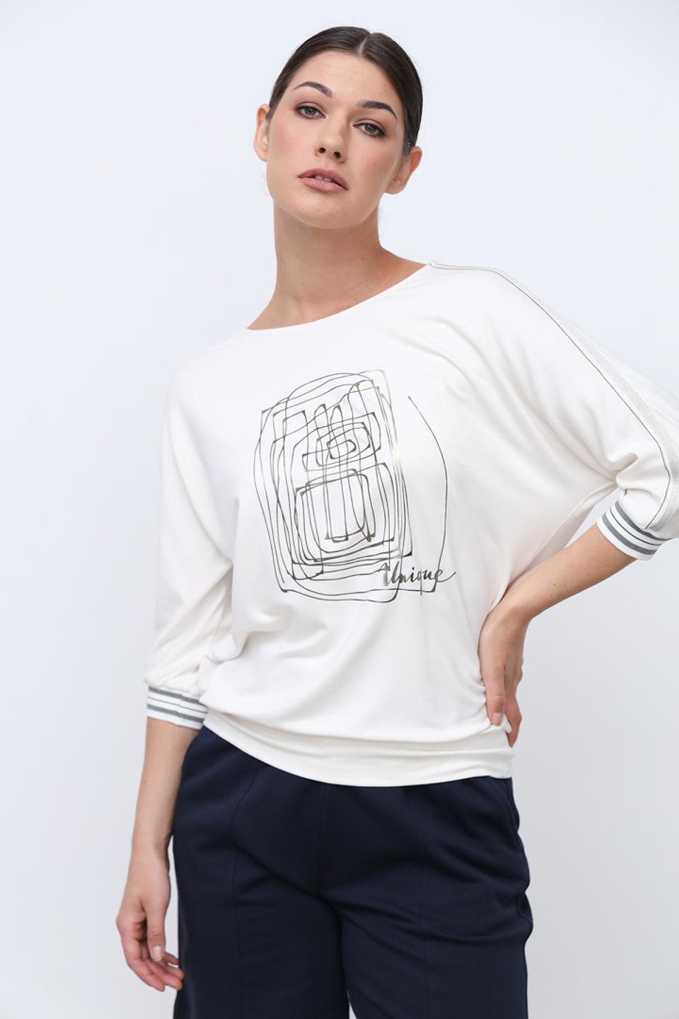 Лонгслив Bianca с принтом кремовый