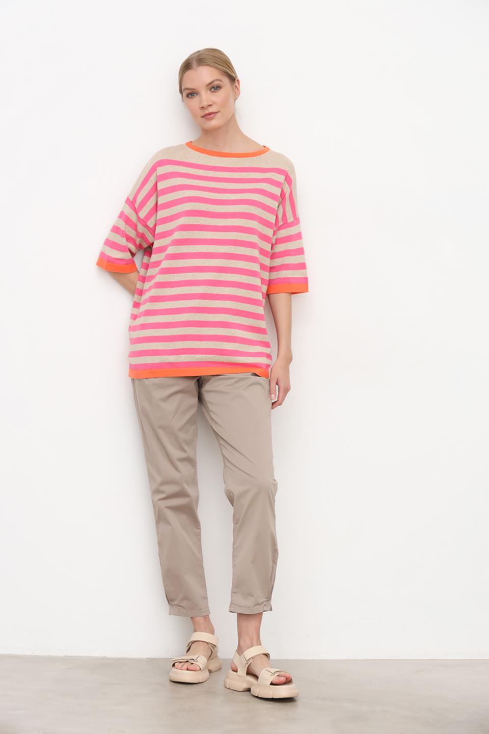 Пуловер You Just White в полоску