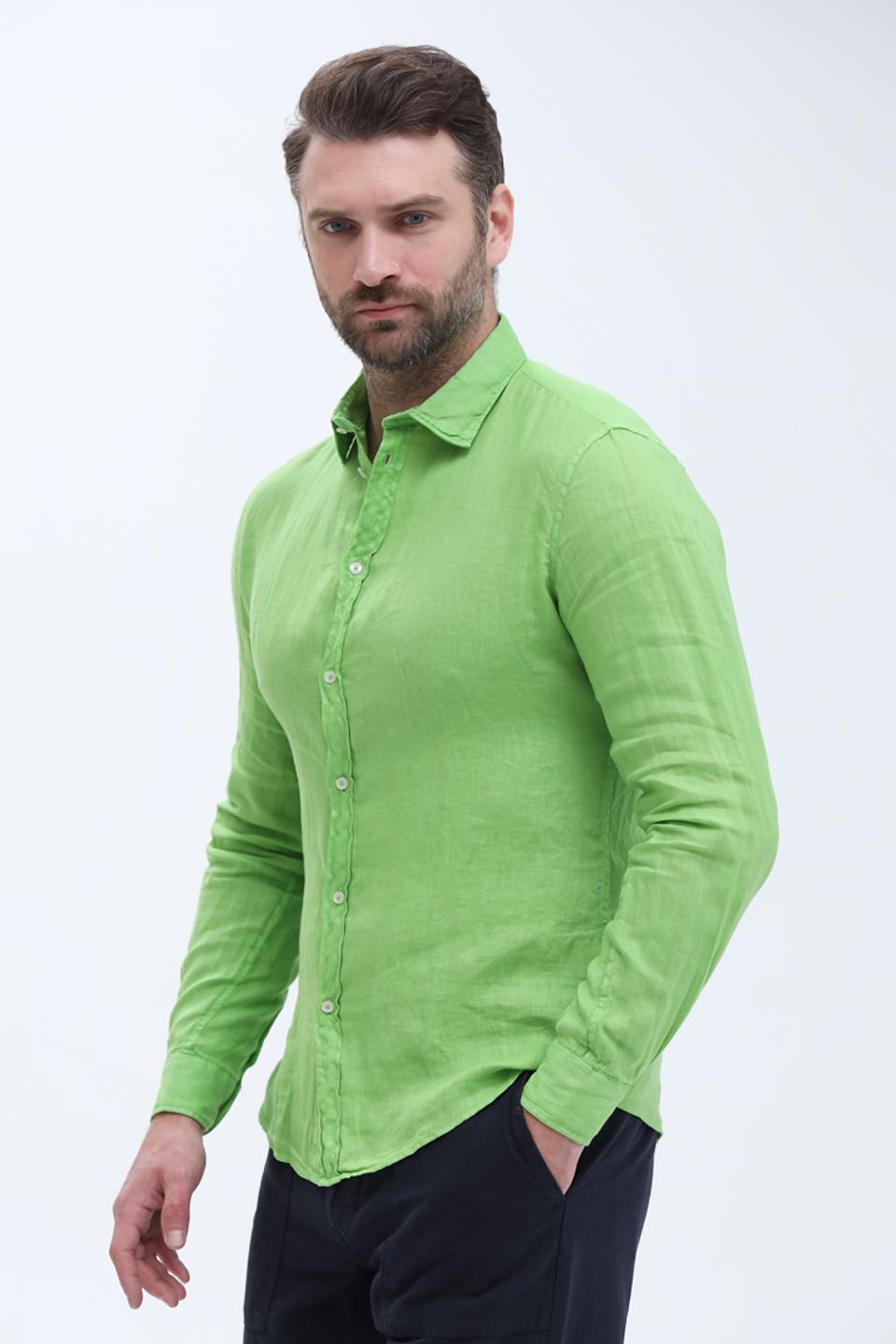 Рубашка Gaudi льняная лайм
