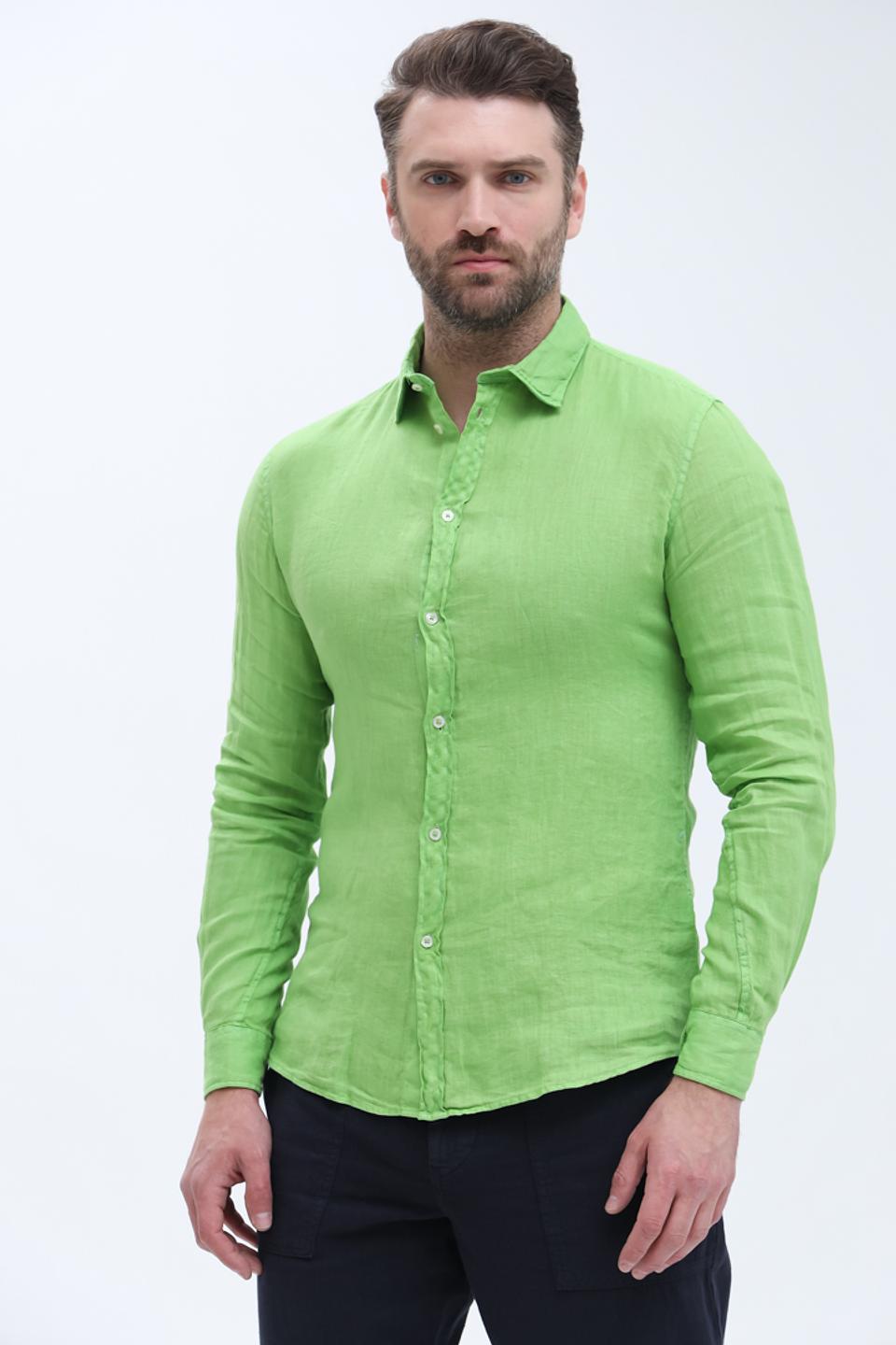 Рубашка Gaudi льняная лайм