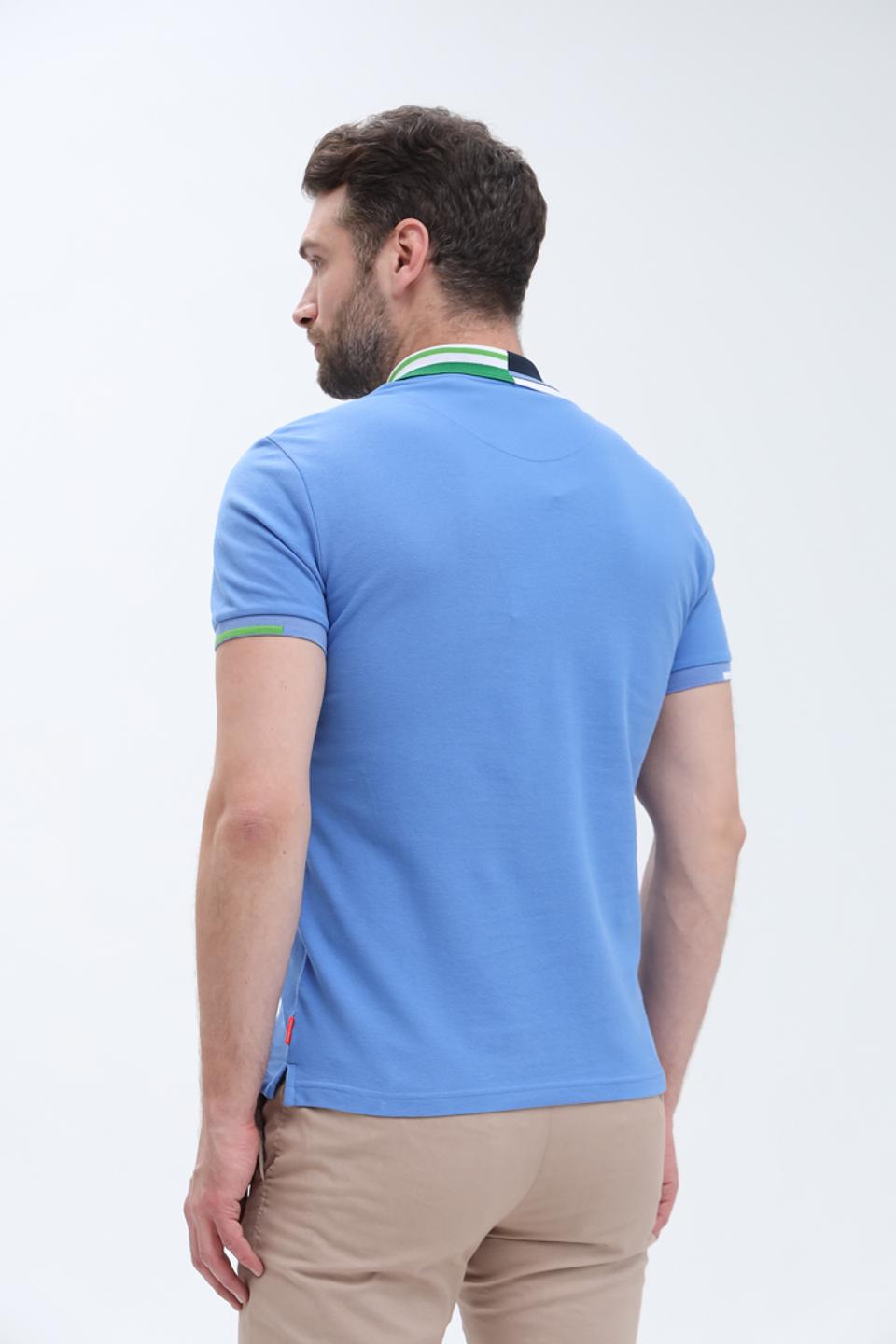 Поло Gaudi муж. голубое с отделкой