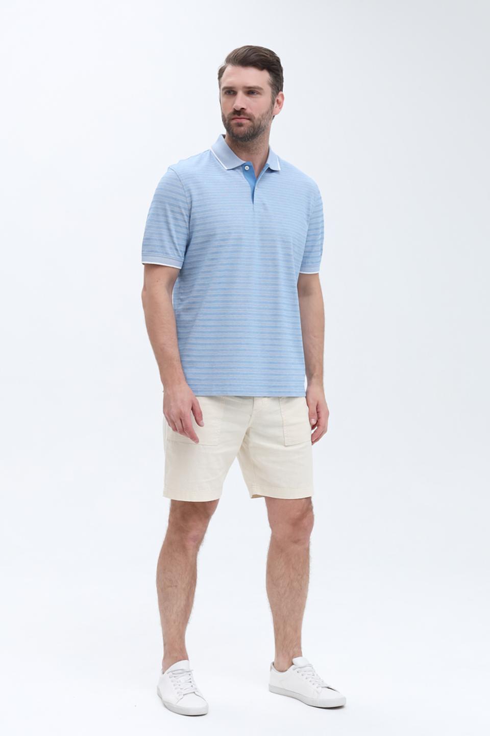 Поло Bugatti в полоску голубой