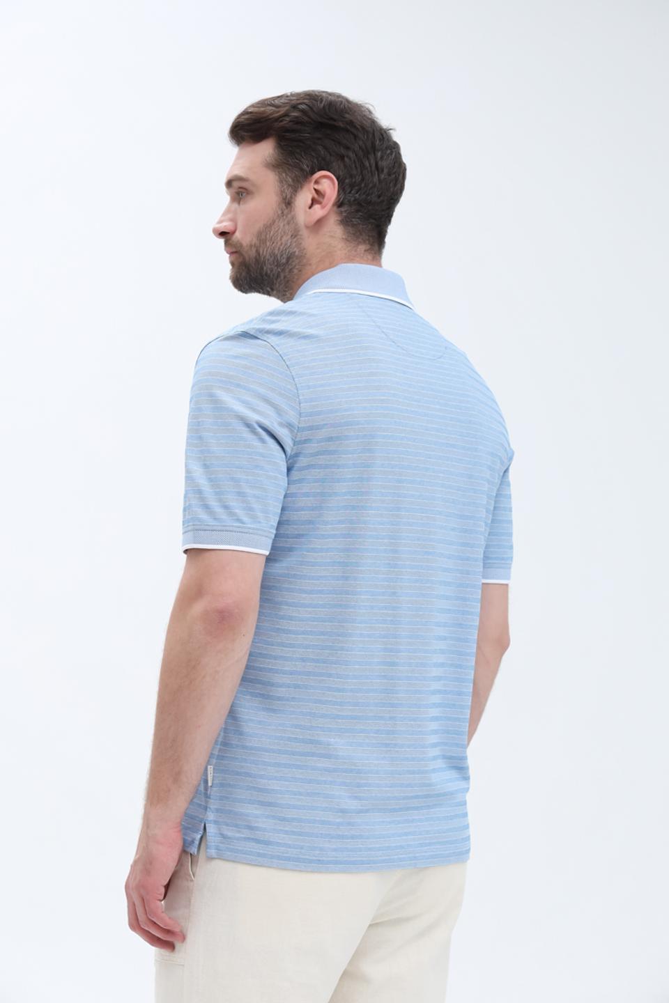 Поло Bugatti в полоску голубой