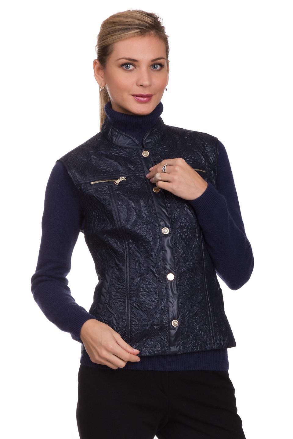 Жилет Gerry Weber синий стеганый с золотистой фурнитурой