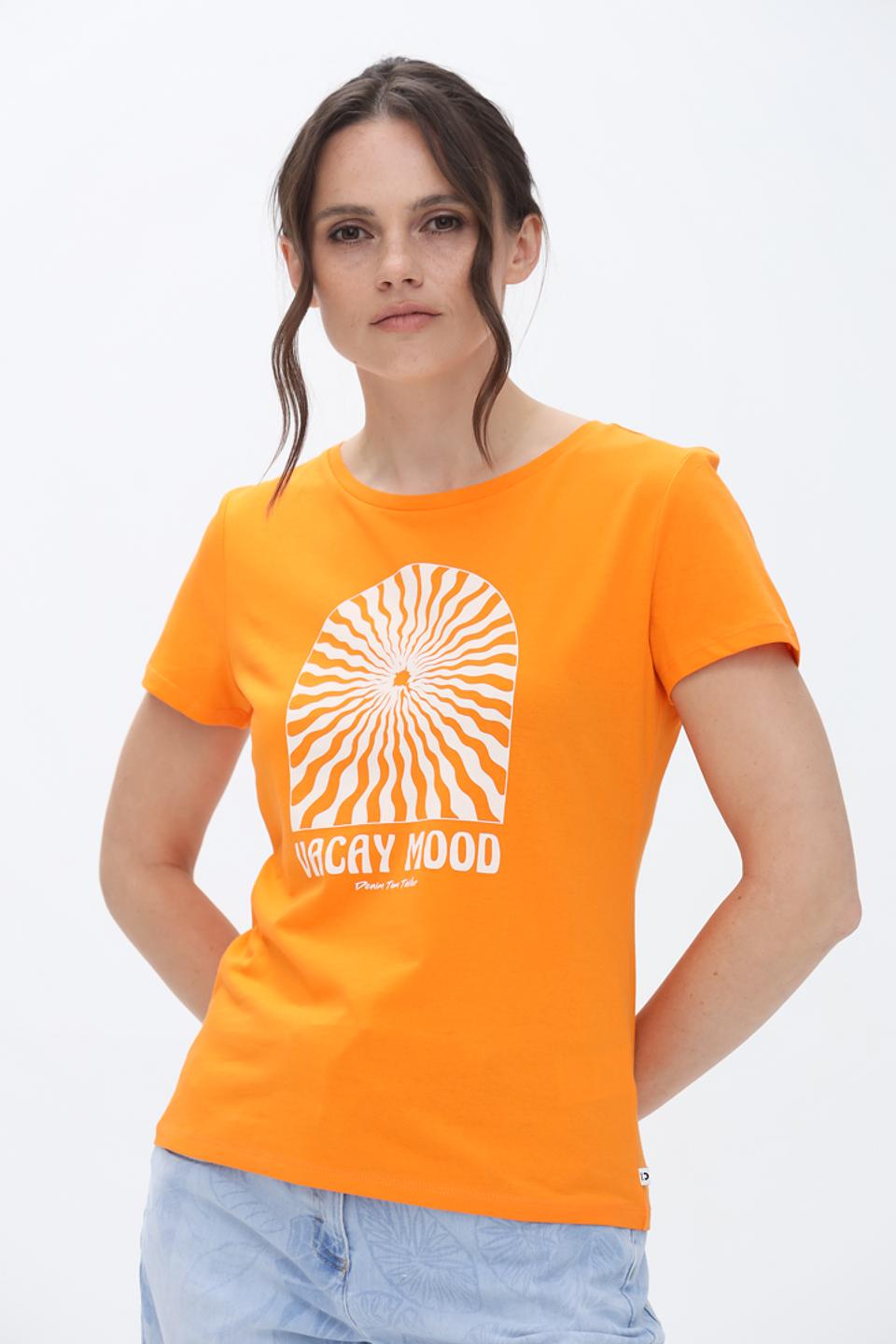 Футболка Tom Tailor оранжевая с принтом