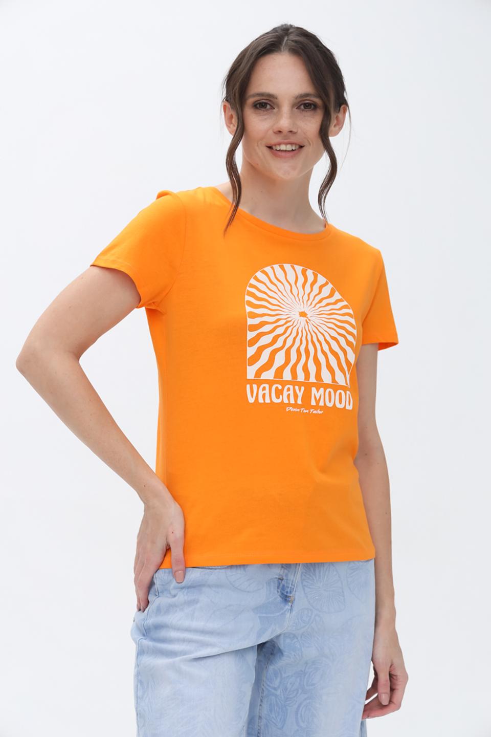 Футболка Tom Tailor оранжевая с принтом